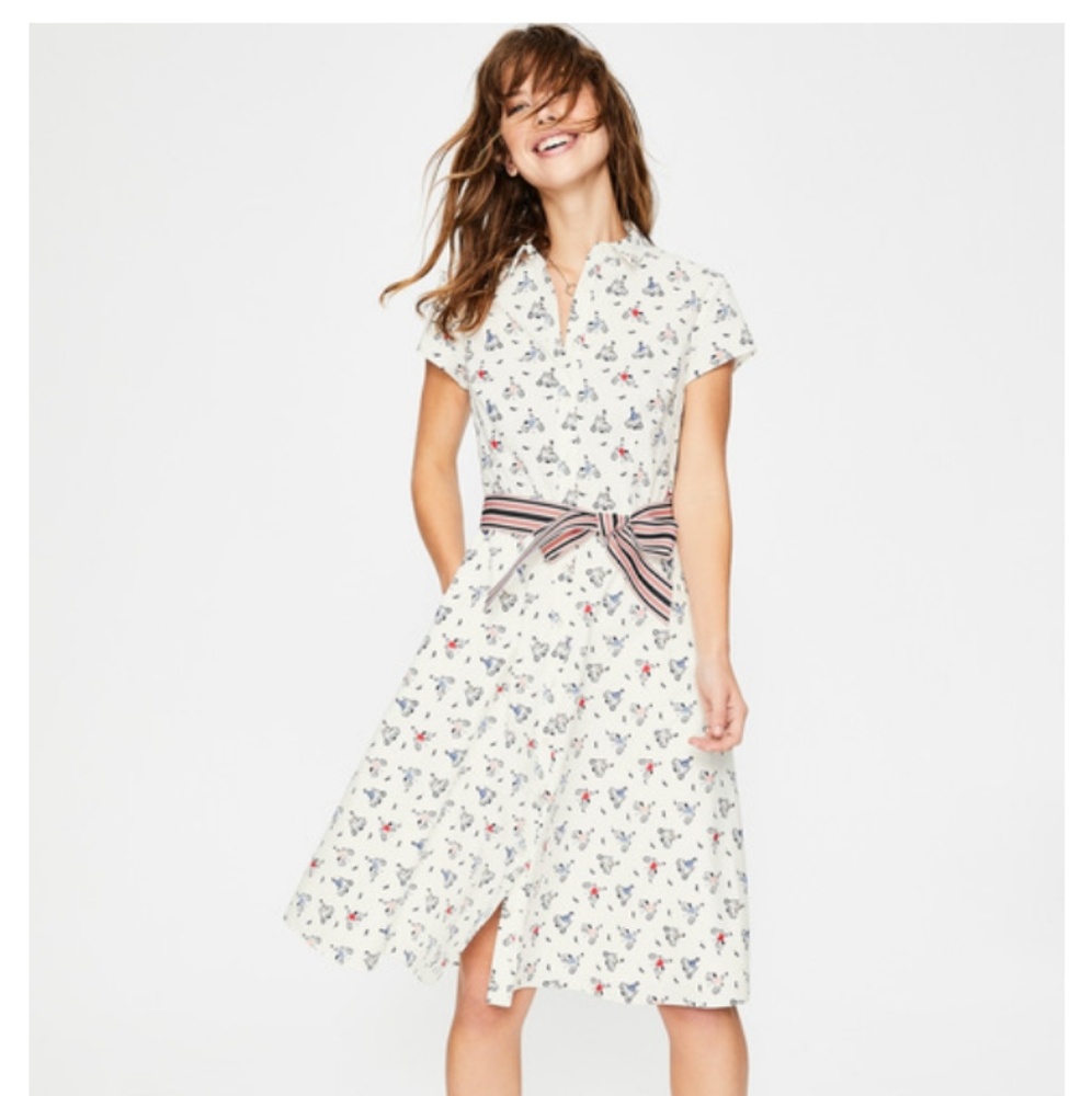BODEN-White button down shirt dress